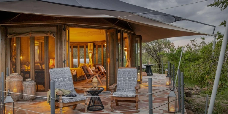 Luxury room interior with panoramic views