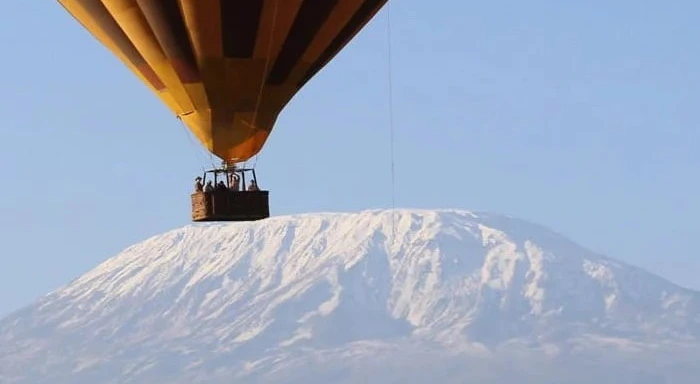 Hot air balloon over the Kenyan landscape