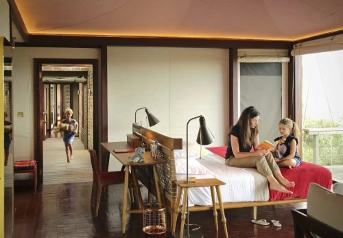 Luxury room interior with panoramic views
