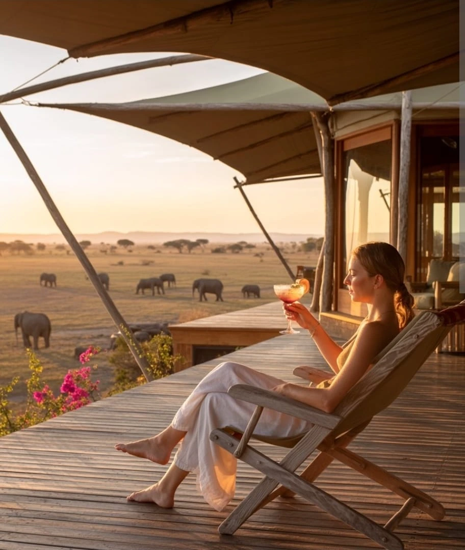Premium lodge suite with panoramic savannah views