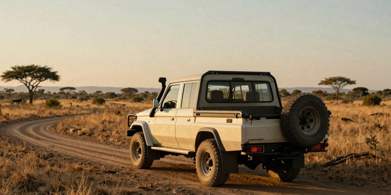 Safari vehicle on the Mara plains