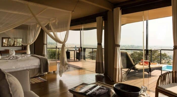 Premium lodge suite with panoramic savannah views